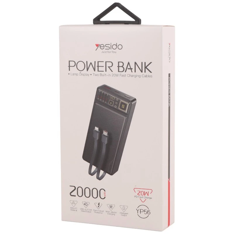 پاور بانک فست شارژ یسیدو YP56 PD 22.5W ظرفیت 20000 میلی آمپر ساعت