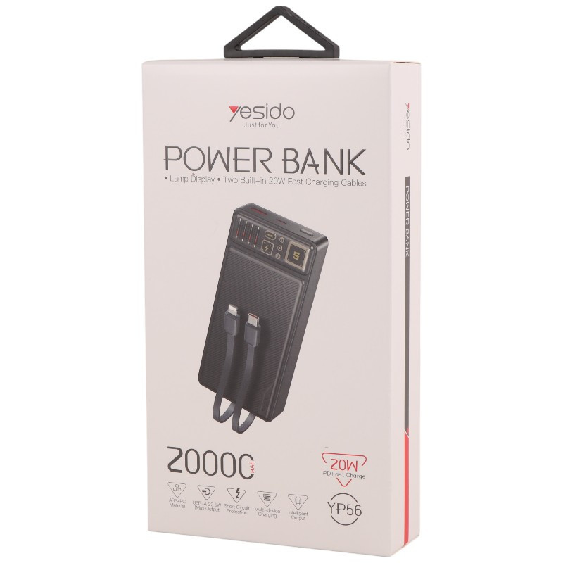 پاور بانک فست شارژ یسیدو YP56 PD 22.5W ظرفیت 20000 میلی آمپر ساعت