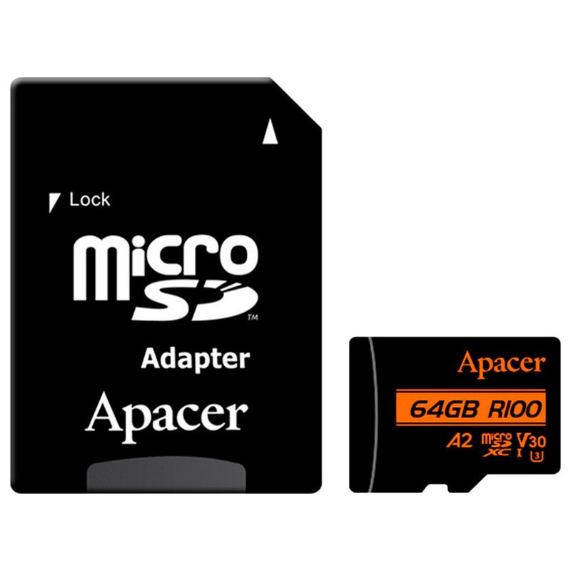 رم میکرو 64 گیگ اپیسر Apacer Rioo A2 V30 U3 C10 100MB/s + خشاب