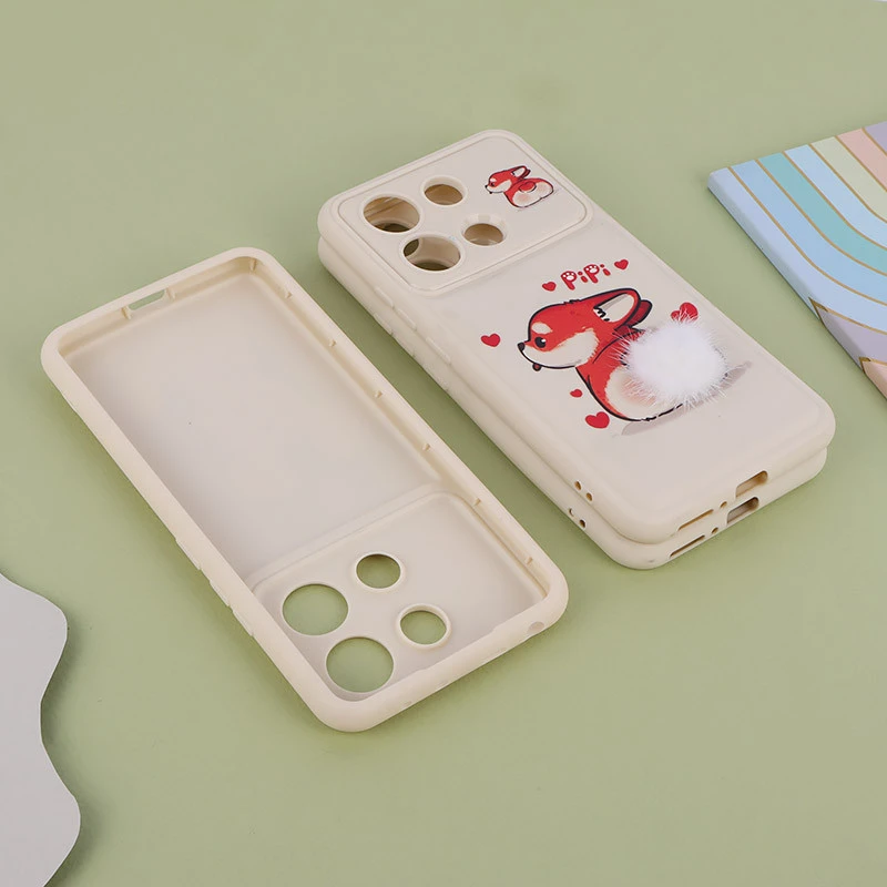 قاب ژله ای شیائومی Redmi Note 13 4G دم پشمالو محافظ لنزدار