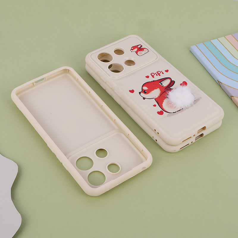 قاب ژله ای شیائومی Redmi Note 13 4G دم پشمالو محافظ لنزدار