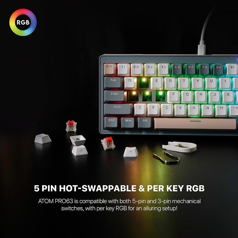 کیبورد بی سیم گیمینگ فنتک ATOM PRO63 MK912