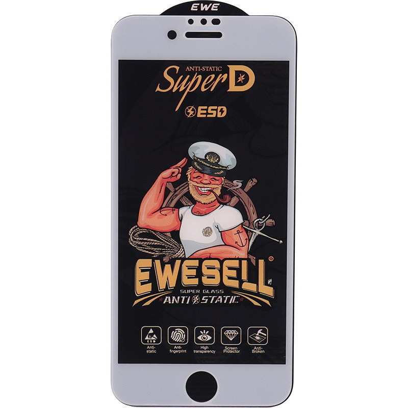 گلس Super D آنتی استاتیک Ewesell آیفون iPhone 7 / 8 / SE 2020 سفید