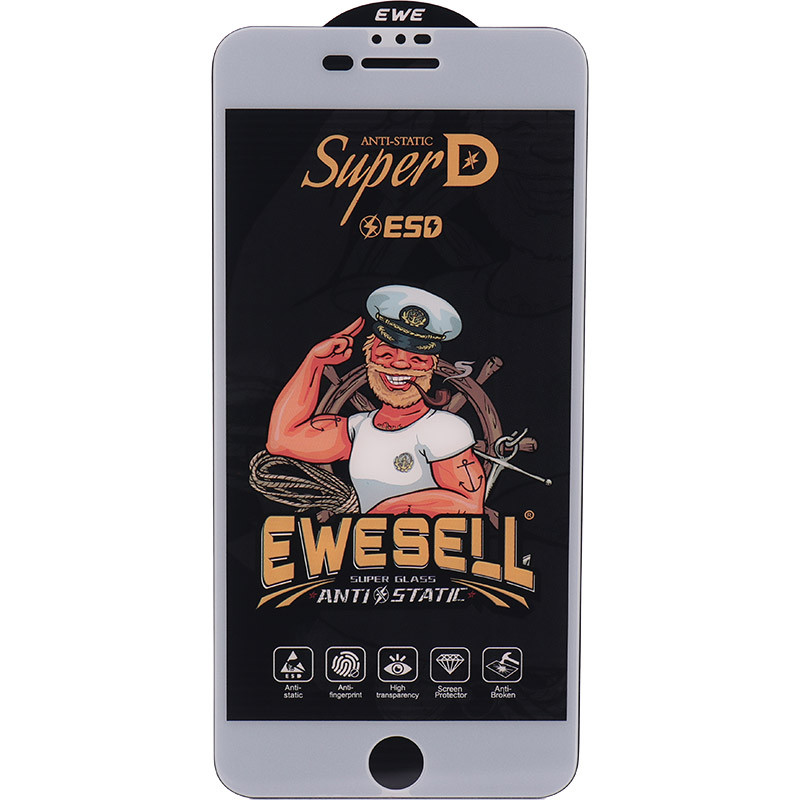 گلس Super D آنتی استاتیک ESD Ewesell آیفون iPhone 6 Plus / 6s Plus / 7 Plus / 8 Plus سفید