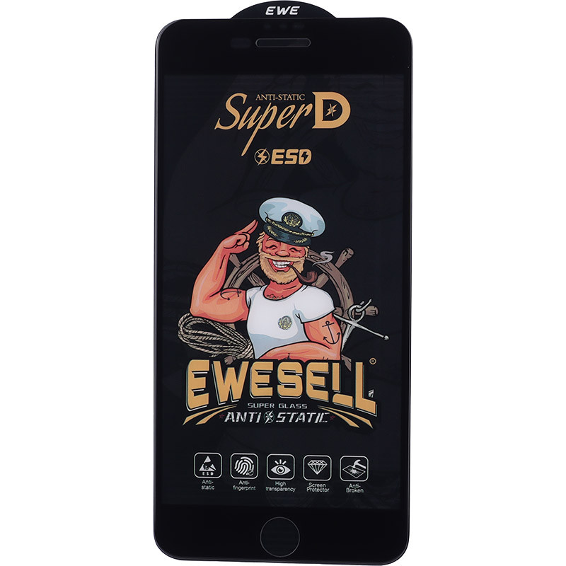 گلس Super D آنتی استاتیک ESD Ewesell آیفون iPhone 6 Plus / 6s Plus / 7 Plus / 8 Plus مشکی