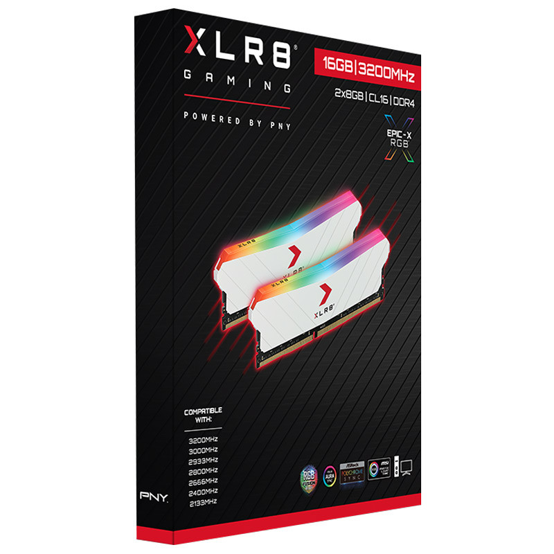 رم کامپیوتر PNY XLR8 RGB White DDR4 16GB 3200MHz CL16 Dual