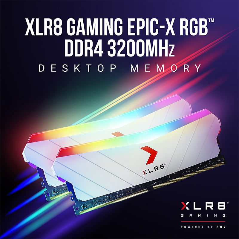 رم کامپیوتر PNY XLR8 RGB White DDR4 16GB 3200MHz CL16 Dual