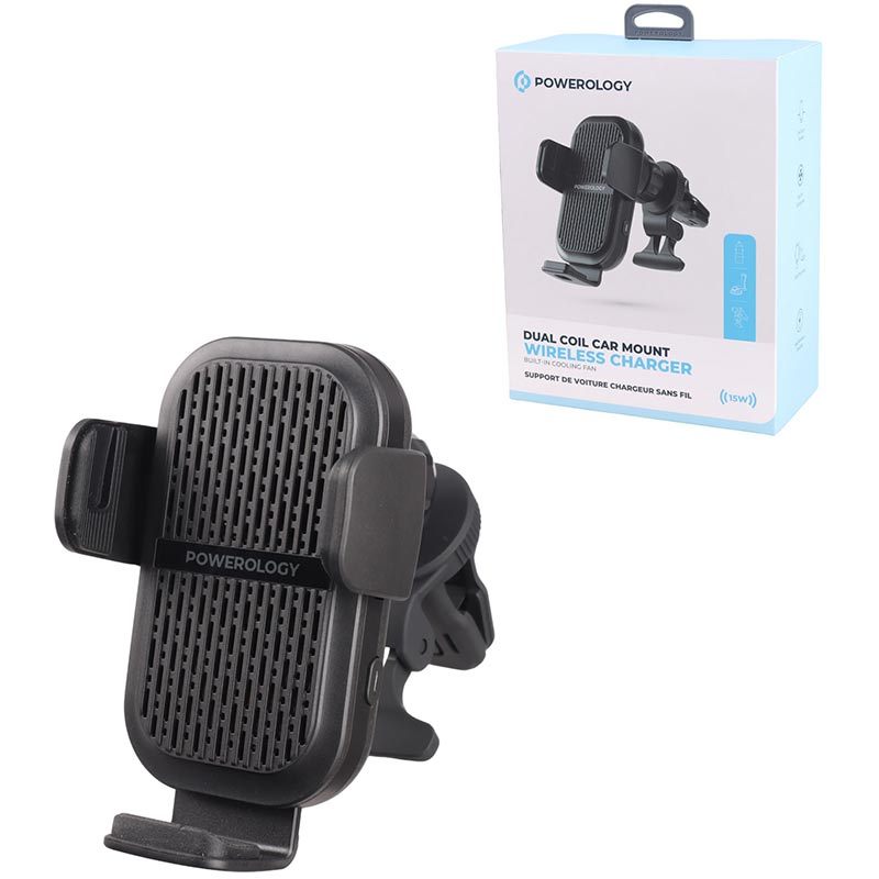 هولدر و شارژر وایرلس Powerology PCCSR009 PD 15W + شارژر فندکی