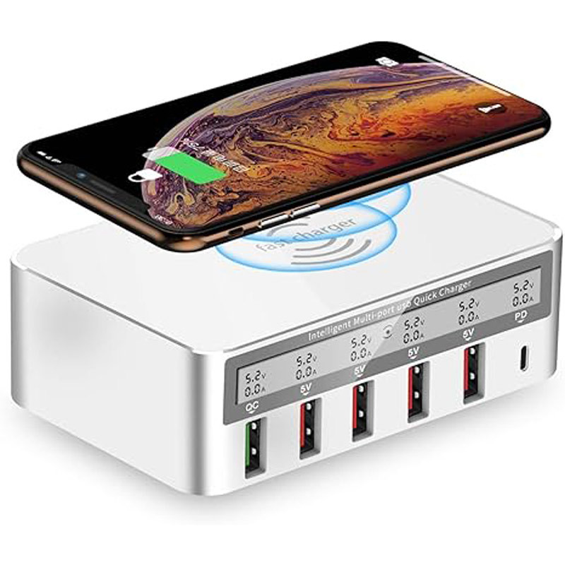 شارژر و تستر WLX 818PF 6Port QC3.0 PD 50W Type-C/USB