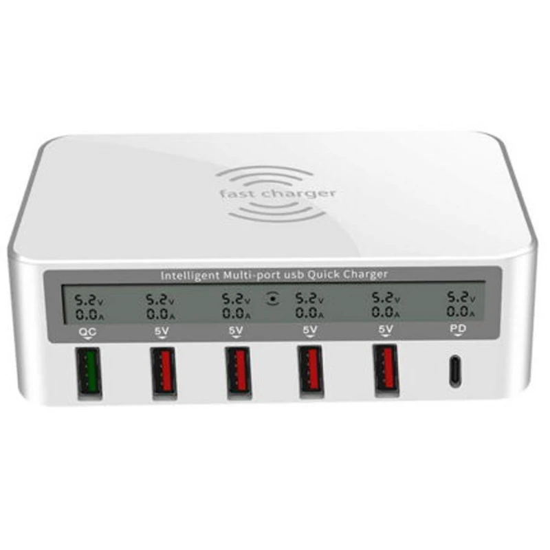شارژر و تستر WLX 818PF 6Port QC3.0 PD 50W Type-C/USB