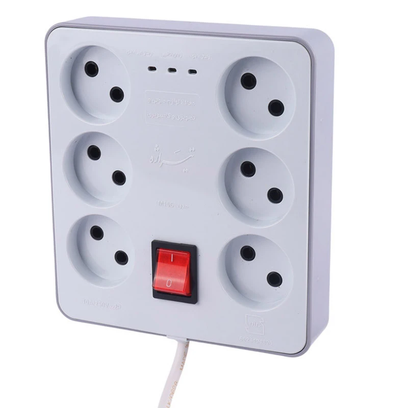 محافظ برق کامپیوتر و صوتی تصویری 6 خانه تیراژه M106 با کابل 1.8 متری