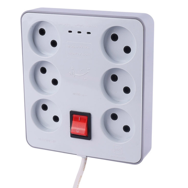 محافظ برق کامپیوتر و صوتی تصویری 6 خانه تیراژه M106 با کابل 1.8 متری