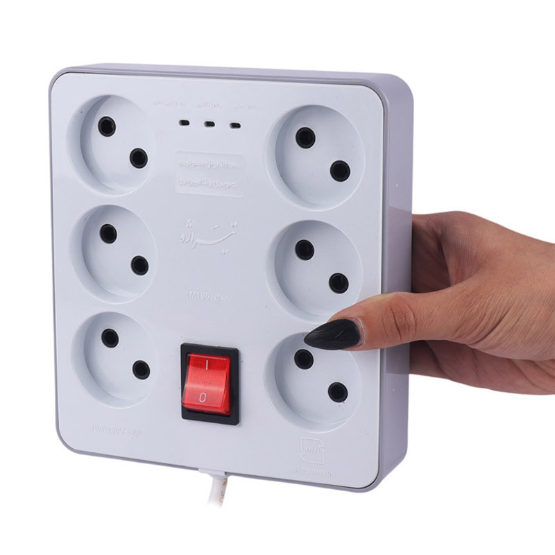 محافظ برق کامپیوتر و صوتی تصویری 6 خانه تیراژه M106 با کابل 1.8 متری