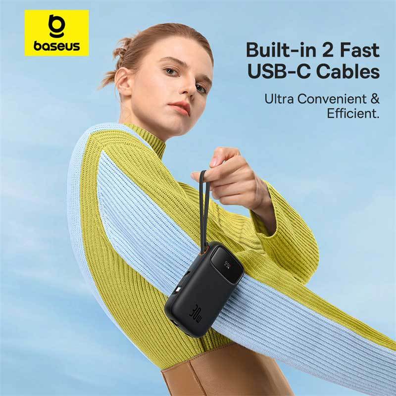 پاور بانک فست شارژ باسئوس QPow2 P1005500 QC3.0 PD 30W ظرفیت 20000 میلی آمپر ساعت
