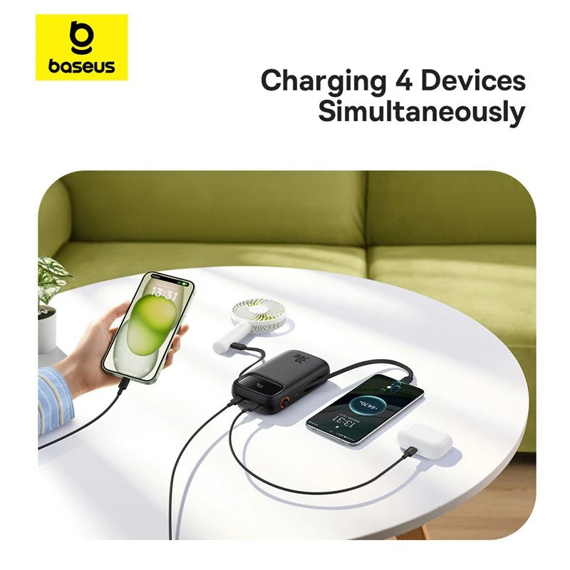 پاور بانک فست شارژ باسئوس QPow2 P1005500 QC3.0 PD 30W ظرفیت 20000 میلی آمپر ساعت