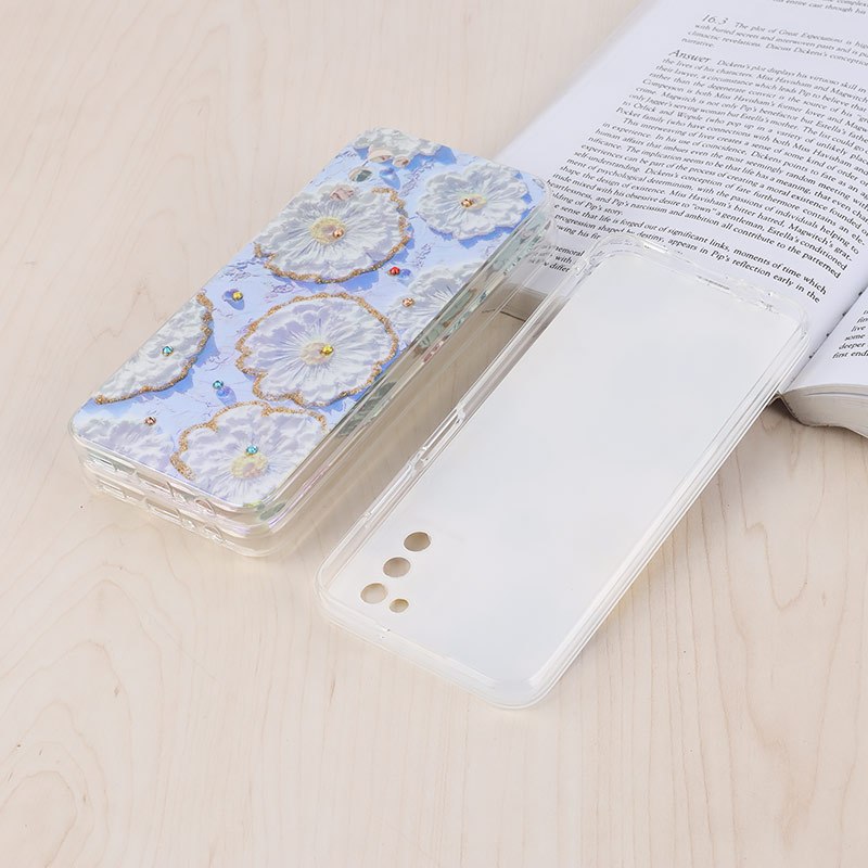 قاب هولوگرامی سامسونگ Galaxy A02s / M02s / A03s طرح گل آبرنگی محافظ لنزدار
