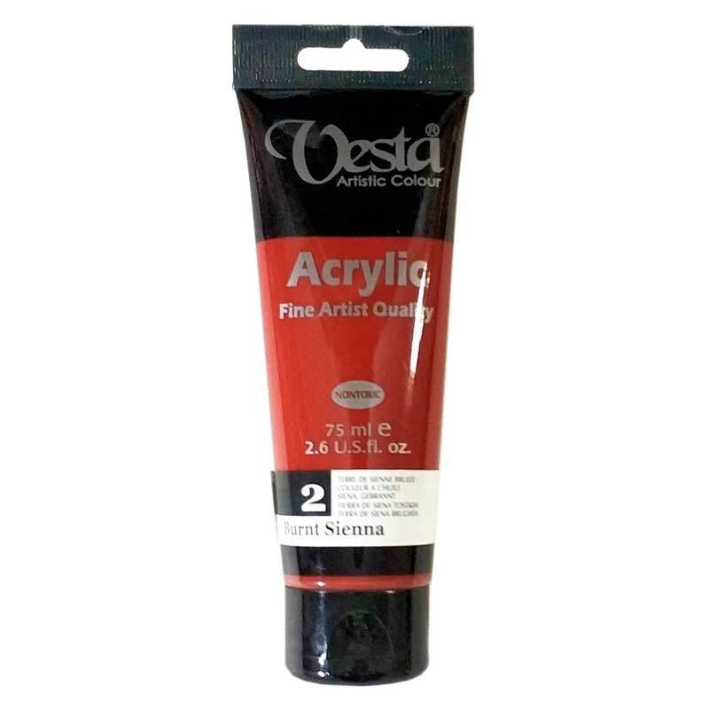 رنگ اکریلیک وستا 2 Burnt Sienna حجم 75 میلی لیتر