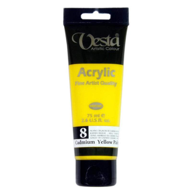 رنگ اکریلیک وستا 8 Cadmium Yellow Pale Hue حجم 75 میلی لیتر