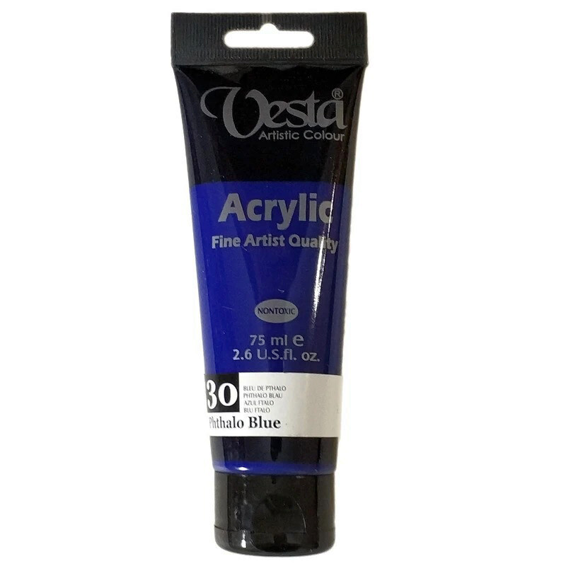 رنگ اکریلیک وستا Phthalo Blue 30 حجم 75 میلی لیتر