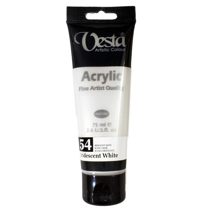 رنگ اکریلیک وستا 54 Iridescent White حجم 75 میلی لیتر