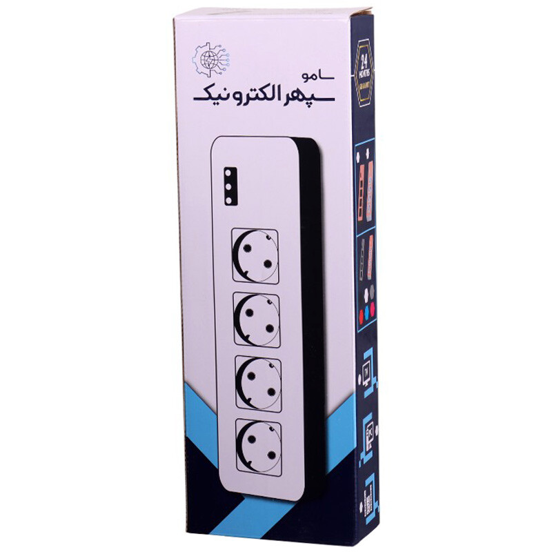 محافظ برق صوتی تصویری 4 خانه ارت دار سامو سپهر الکترونیک SSE 200 با کابل 1.5 متری