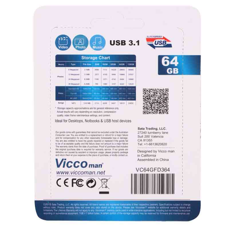 فلش 64 گیگ ویکومن Vicco Man VC364 USB3.1