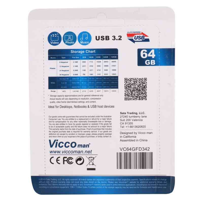 فلش 64 گیگ ویکومن ViccoMan VC342 USB3.2