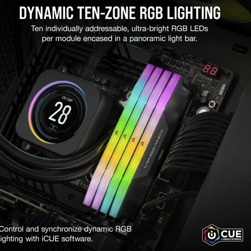 رم کامپیوتر Corsair Vengeance RGB DDR5 64GB 6000MHz CL38 Dual