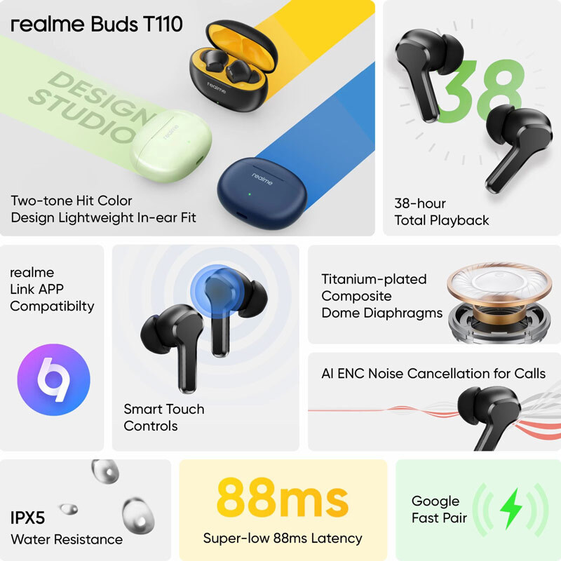 هندزفری بلوتوثی ریلمی Buds T110 RMA2306