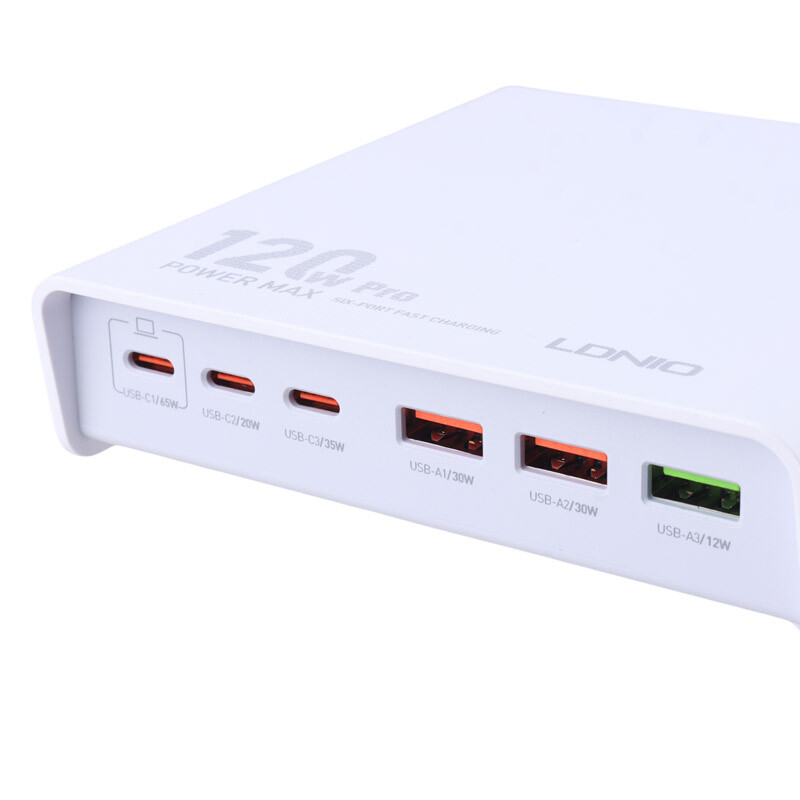 شارژر رومیزی فست شارژ Ldnio Q605 6Port 5A QC3.0 PD3.0 65W