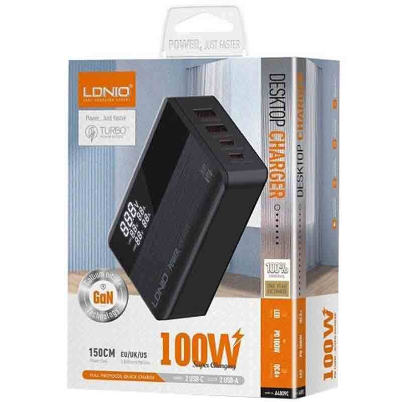 شارژر رومیزی فست شارژ 4 پورت Ldnio A4809Q GAN QC4.0 PD3.0 100W