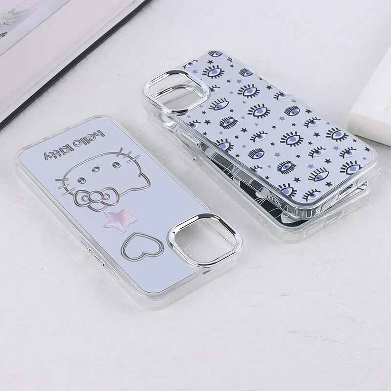 قاب آینه ای آیفون iPhone 13 / 14 طرح دار دور محافظ متال