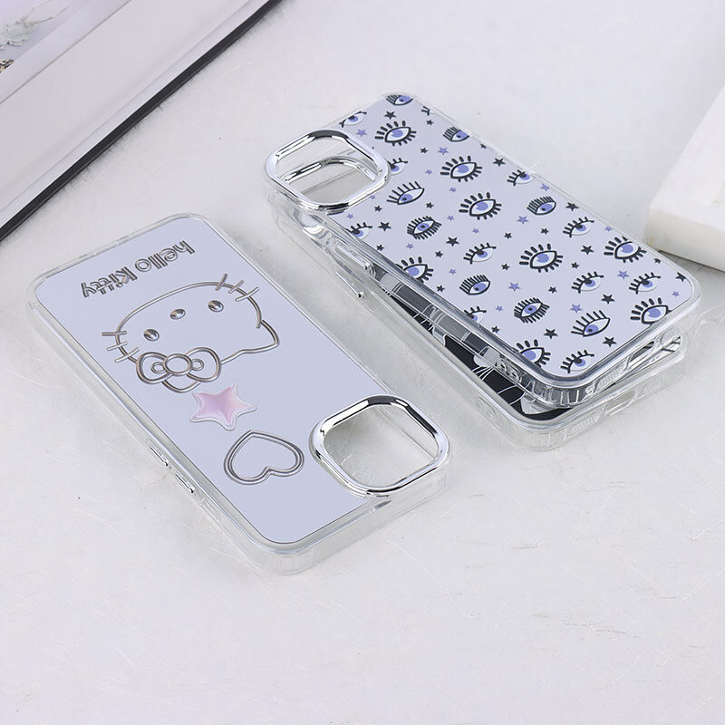 قاب آینه ای آیفون iPhone 13 / 14 طرح دار دور محافظ متال