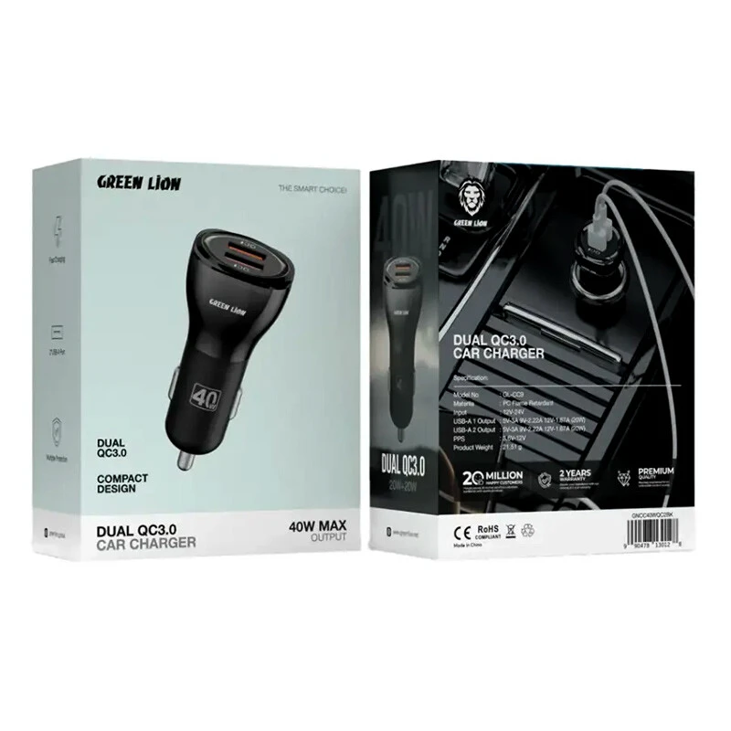 شارژر فندکی فست شارژ Green Lion GL-CC9 QC3.0 3A 20W