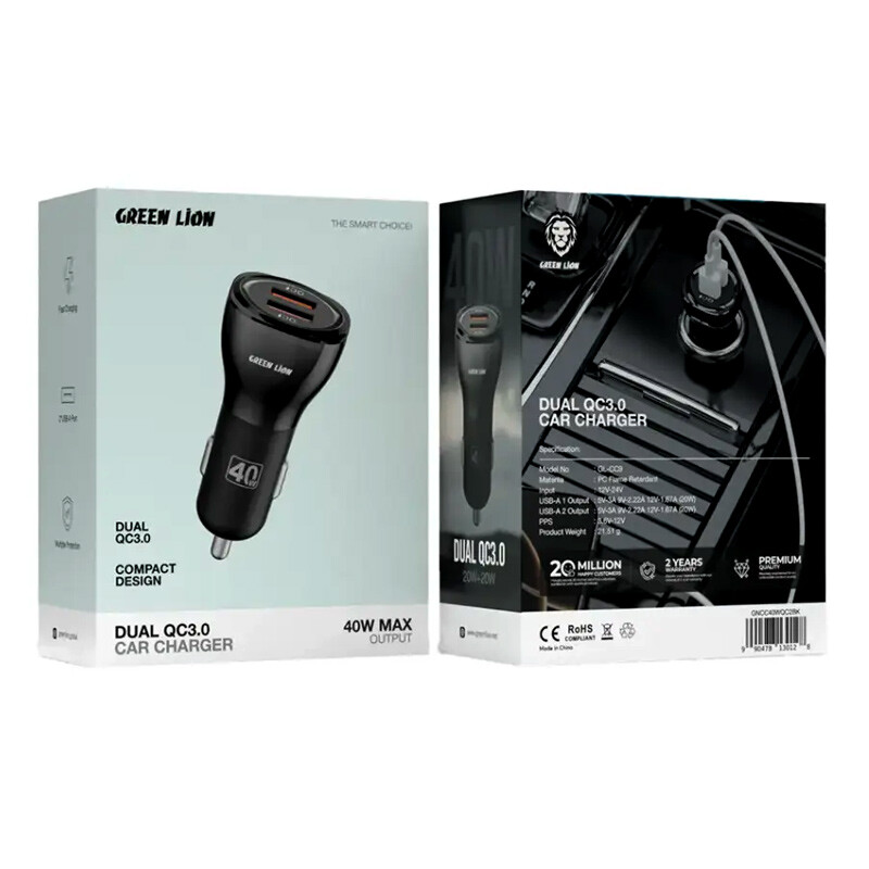 شارژر فندکی فست شارژ Green Lion GL-CC9 QC3.0 3A 20W
