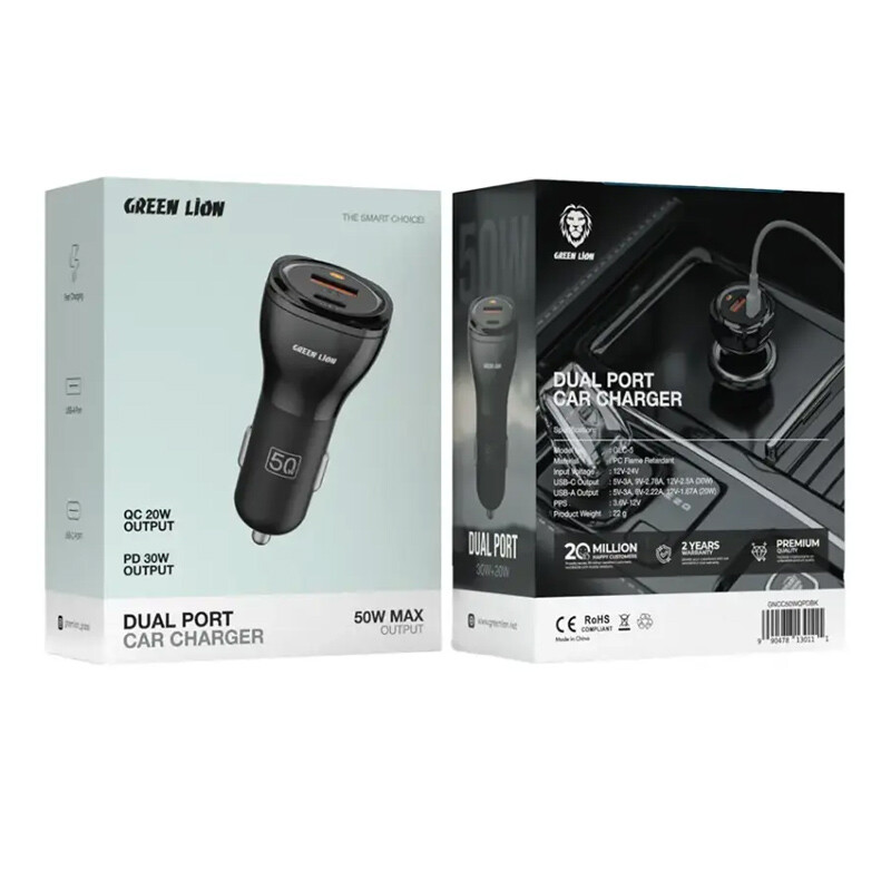 شارژر فندکی فست شارژ Green Lion GLC-5 QC3.0 PD 3A 30W