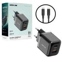 شارژر دیواری 20 وات گرین لاین Ultra Compact GL-WC31 GaN QC3.0 PD 3A + کابل تبدیل آیفونی