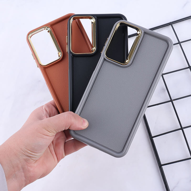 قاب سولید چرمی سامسونگ Galaxy A15 دور محافظ متال