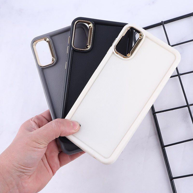 قاب سولید چرمی سامسونگ Galaxy A10 دور محافظ متال