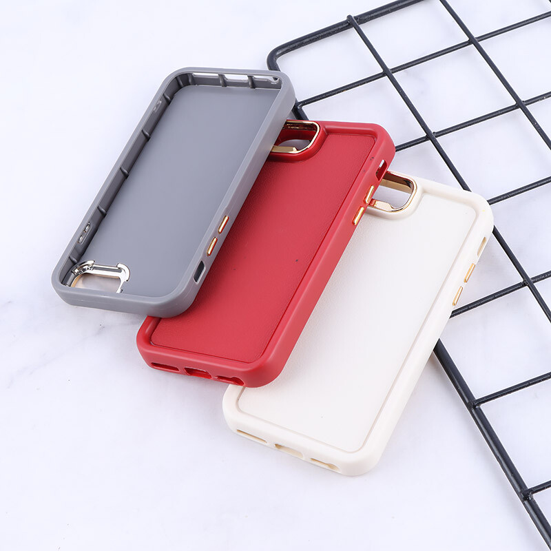 قاب سولید چرمی آیفون iPhone 6 / 6s دور محافظ متال