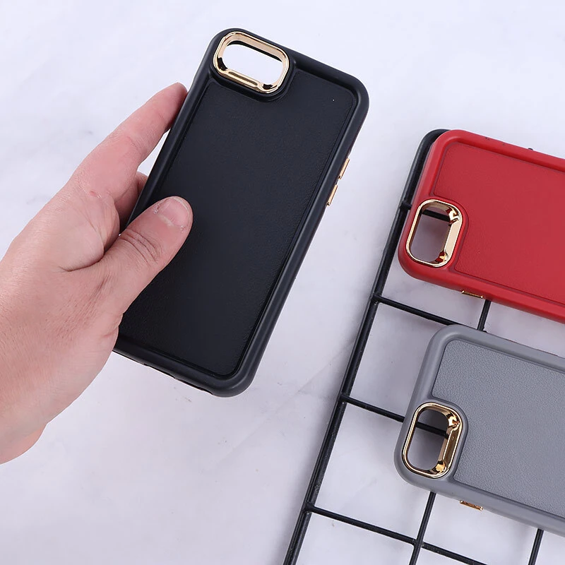 قاب سولید چرمی آیفون iPhone 6 / 6s دور محافظ متال