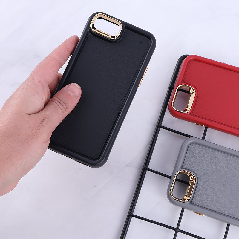 قاب سولید چرمی آیفون iPhone 6 / 6s دور محافظ متال