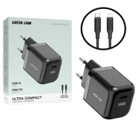 شارژر دیواری 20 وات گرین لاین Ultra Compact GL-WC30 GaN PD 3A + کابل تبدیل آیفونی