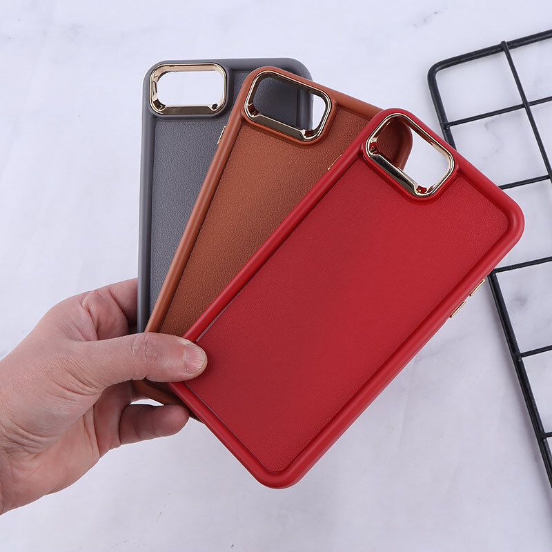 قاب سولید چرمی آیفون iPhone 7 Plus / 8 Plus دور محافظ متال