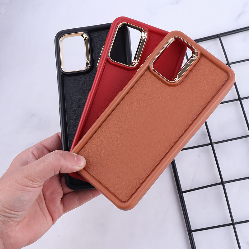 قاب سولید چرمی سامسونگ Galaxy A02s / M02s / A03s دور محافظ متال