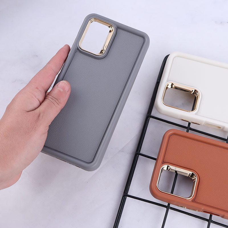 قاب سولید چرمی سامسونگ Galaxy A02s / M02s / A03s دور محافظ متال