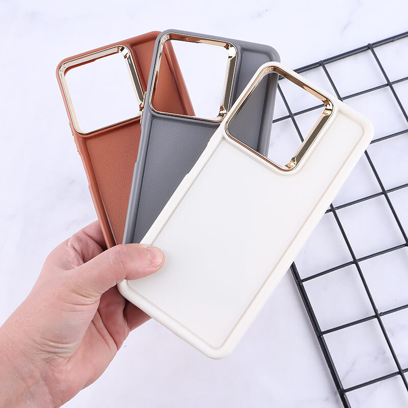قاب سولید چرمی شیائومی Redmi 13C / Poco C65 دور محافظ متال