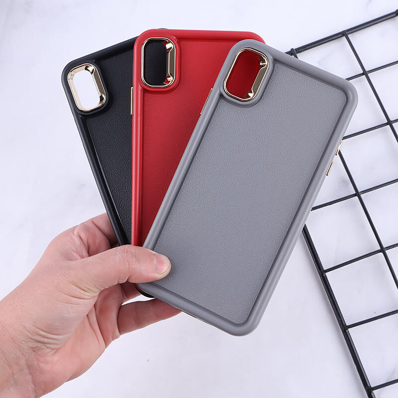 قاب سولید چرمی آیفون XS MAX دور محافظ متال