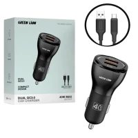 شارژر فندکی فست شارژ Green Lion GL-CC9 QC3.0 3A 20W + کابل تایپ سی