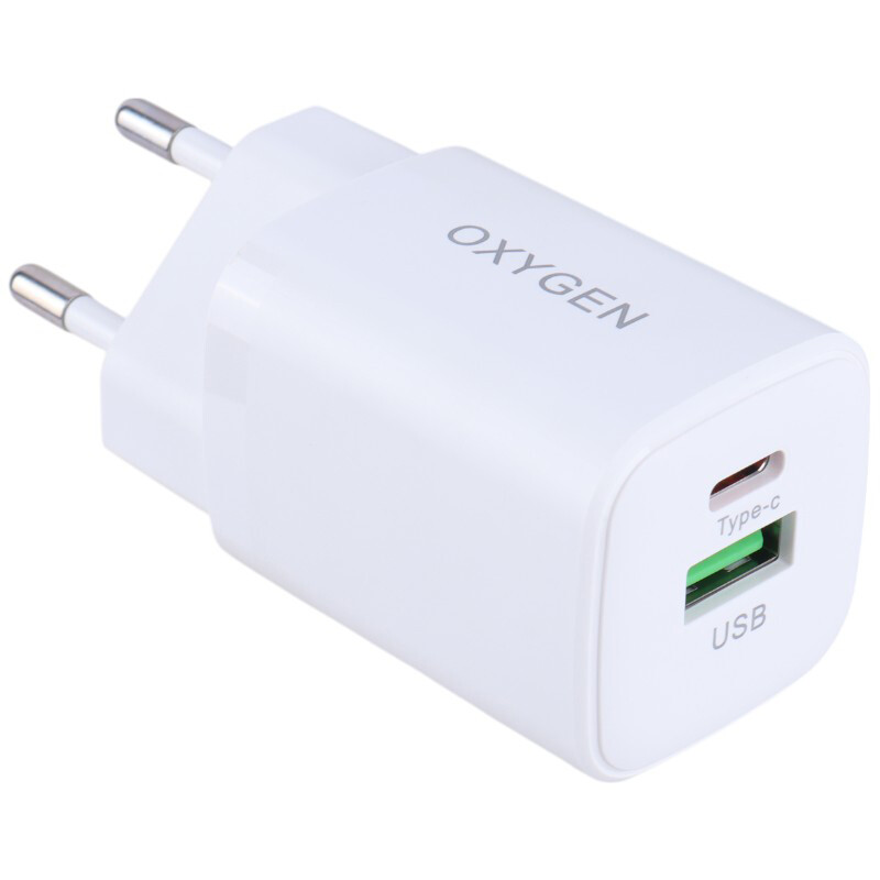 شارژر دیواری 30 وات اکسیژن CH-10 PD QC3.0 3A + کابل تبدیل تایپ سی